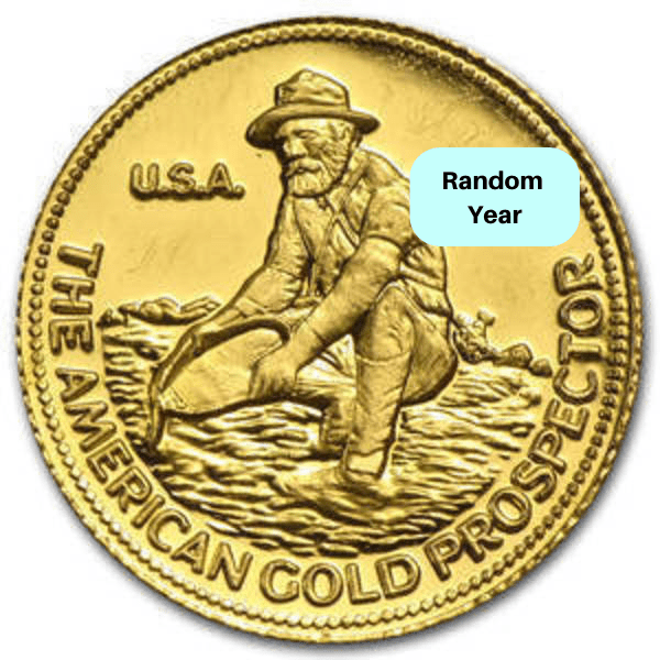 1/10 oz Gold Round Prospector .999+ Fine Avg Circ (Random Year)