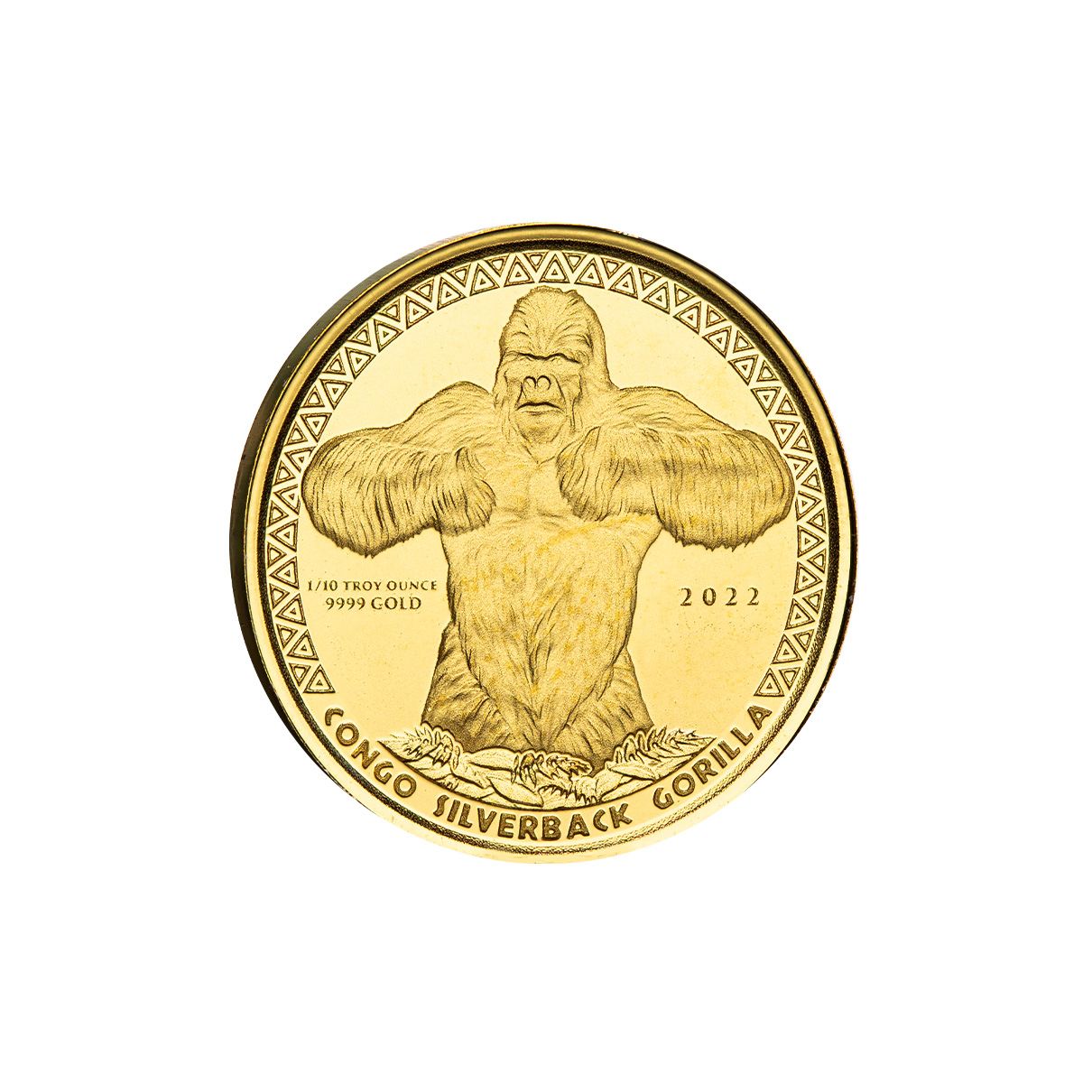 2022 Congo Silverback Gorilla 1/10th oz Gold Coin