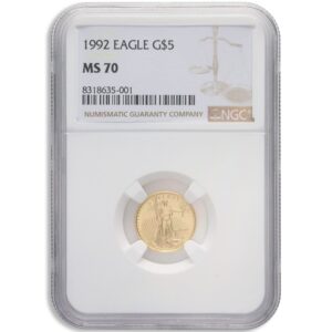 1992 1/10 oz Gold Eagle $5 NGC MS70