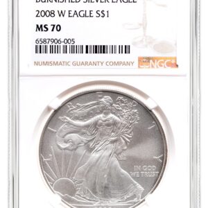 2008-W Burnished Silver Eagle NGC MS70
