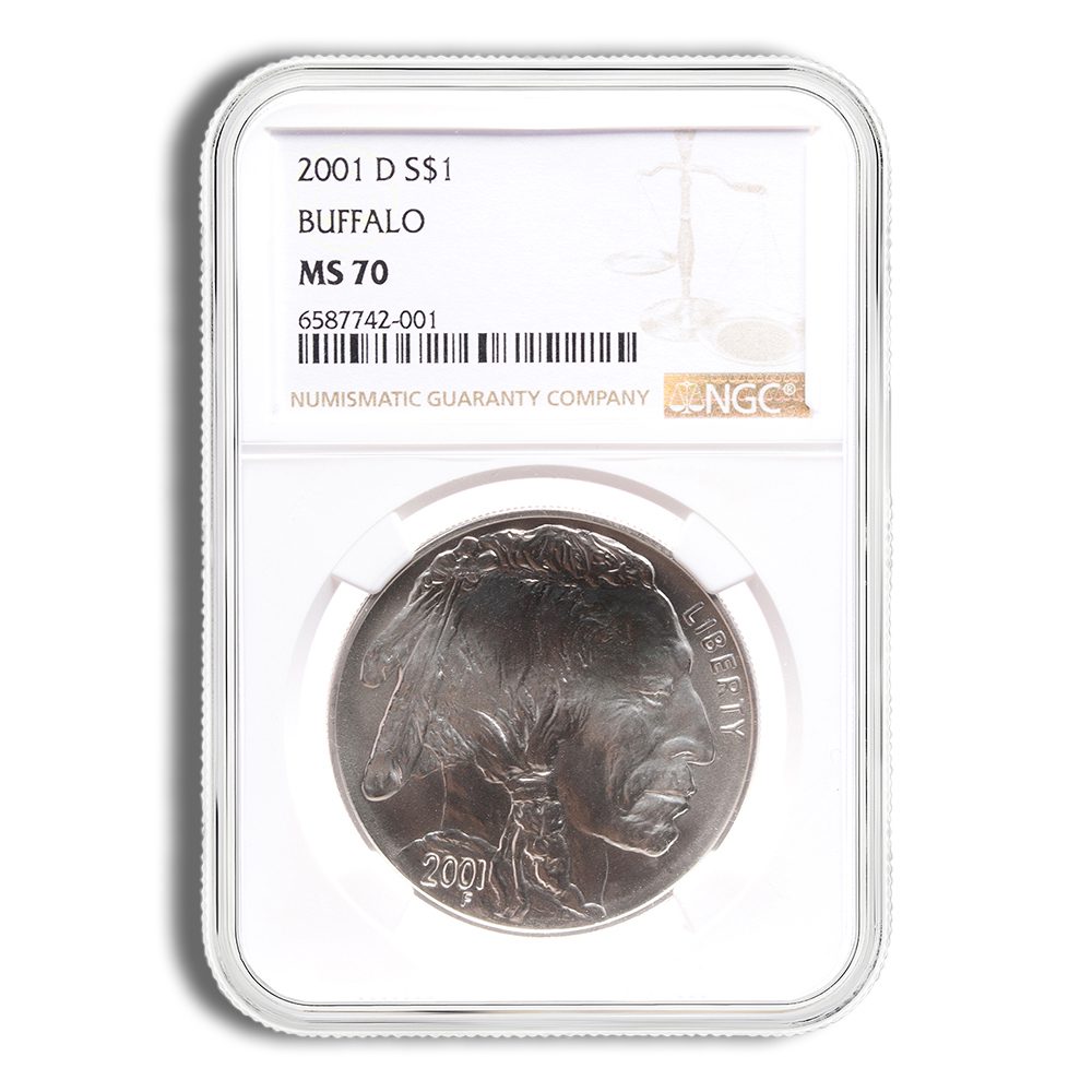 2001-D $1 Silver Buffalo Commem - NGC MS70