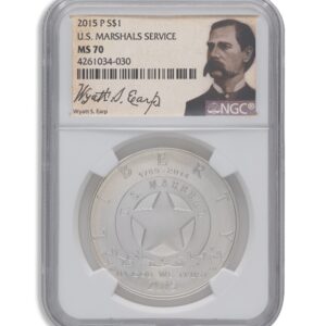 2015-P $1 U.S. Marshals Silver Commem - NGC MS70