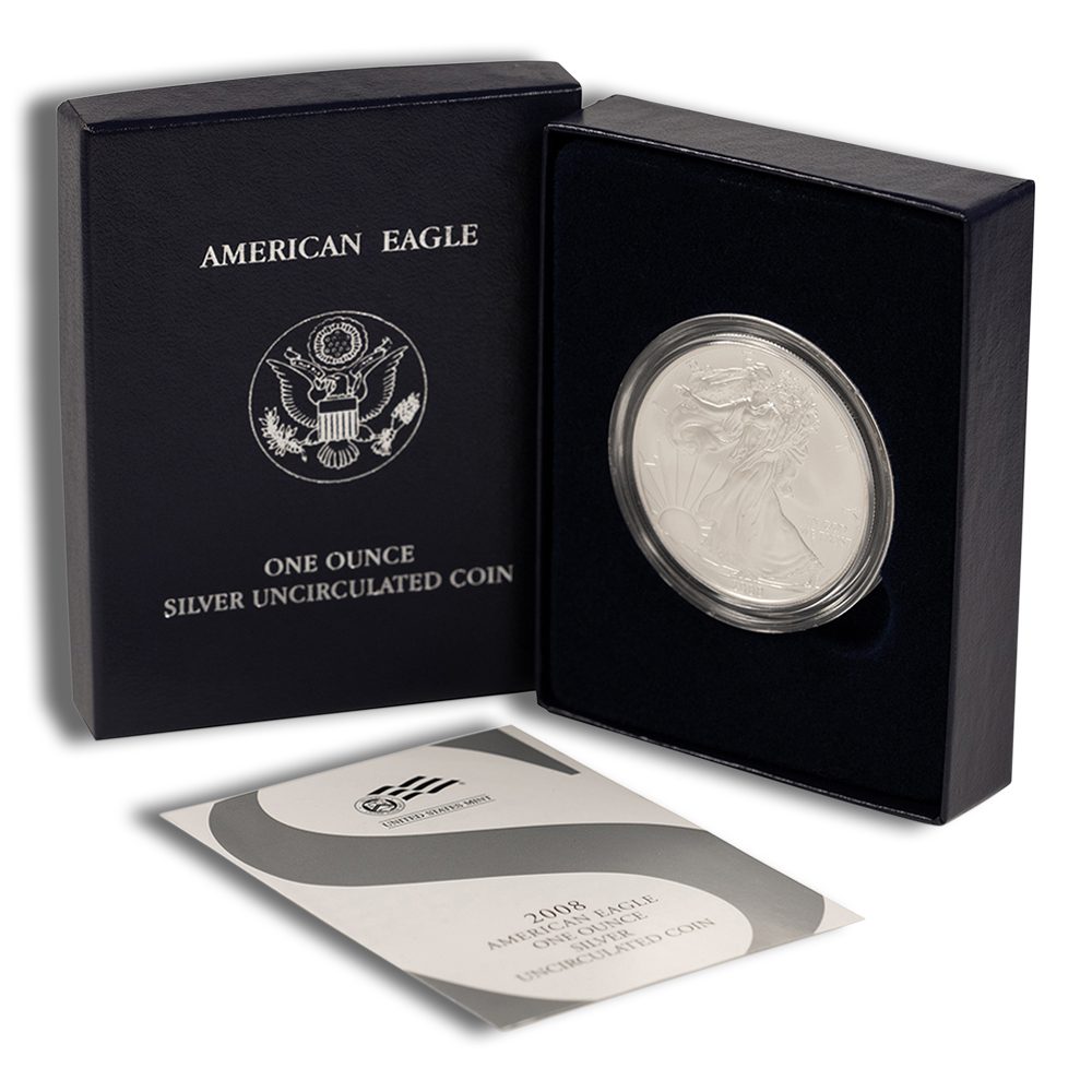 2008-W Burnished Silver Eagle with Box & COA