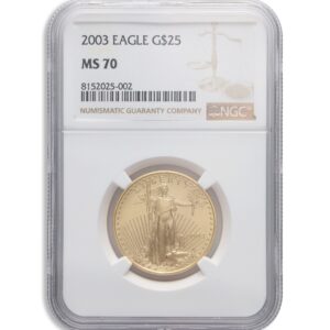 2003 1/2 oz Gold Eagle $25 NGC MS70