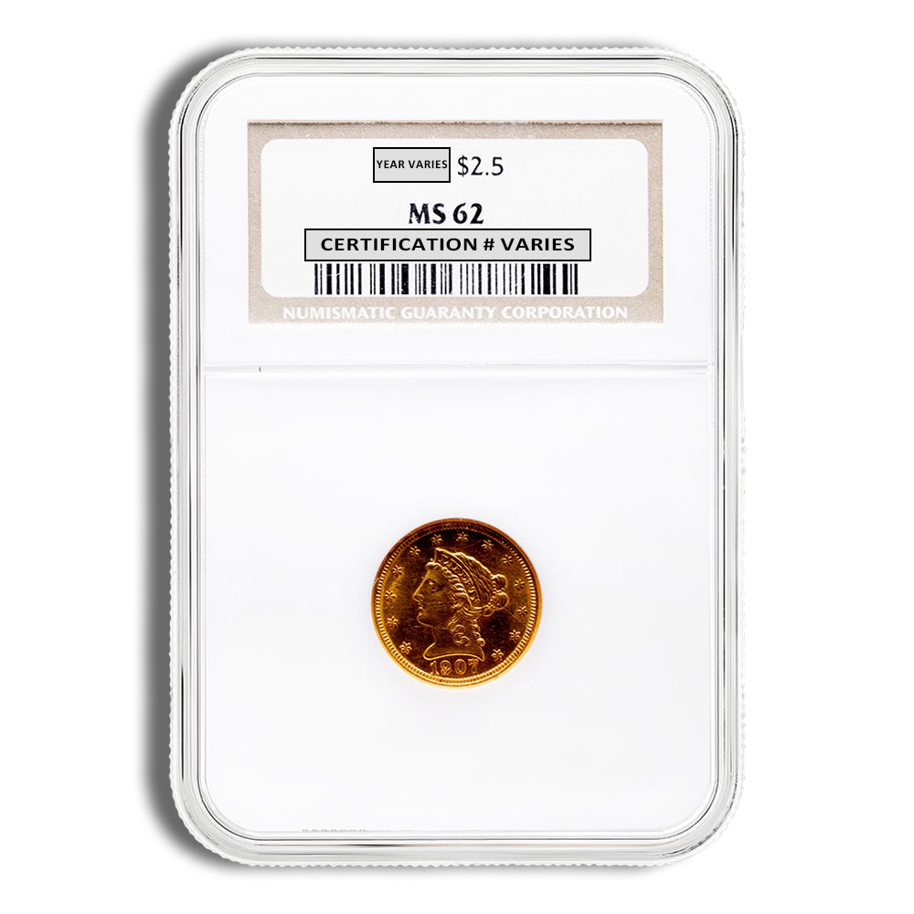 $2.5 Gold Liberty Quarter Eagle - NGC MS62