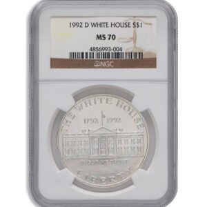 1992-D $1 White House Silver Commem - NGC MS70