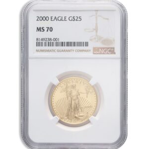 2000 1/2 oz Gold Eagle $25 NGC MS70