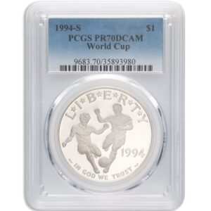 1994-S $1 World Cup Silver Commem - PCGS PF70