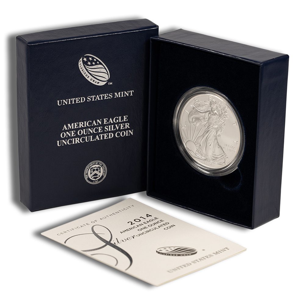 2014-W Burnished Silver Eagle with Box & COA