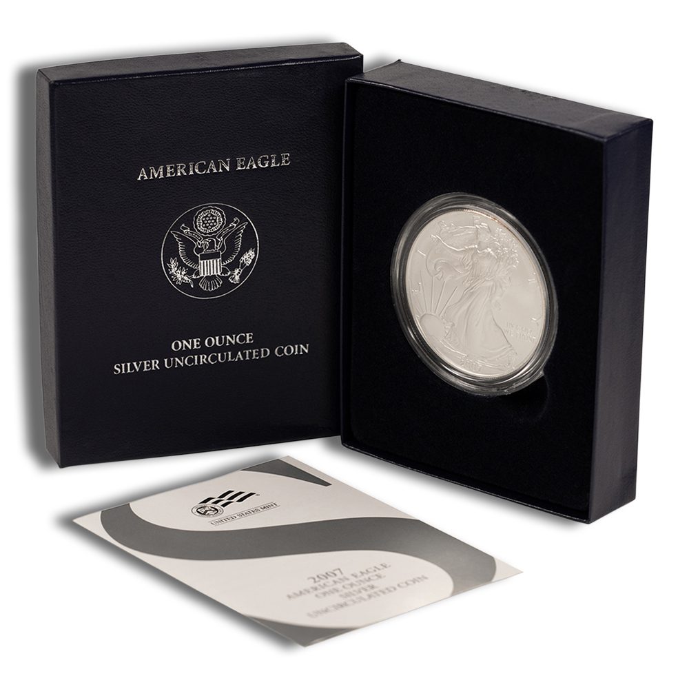 2007-W Burnished Silver Eagle with Box & COA
