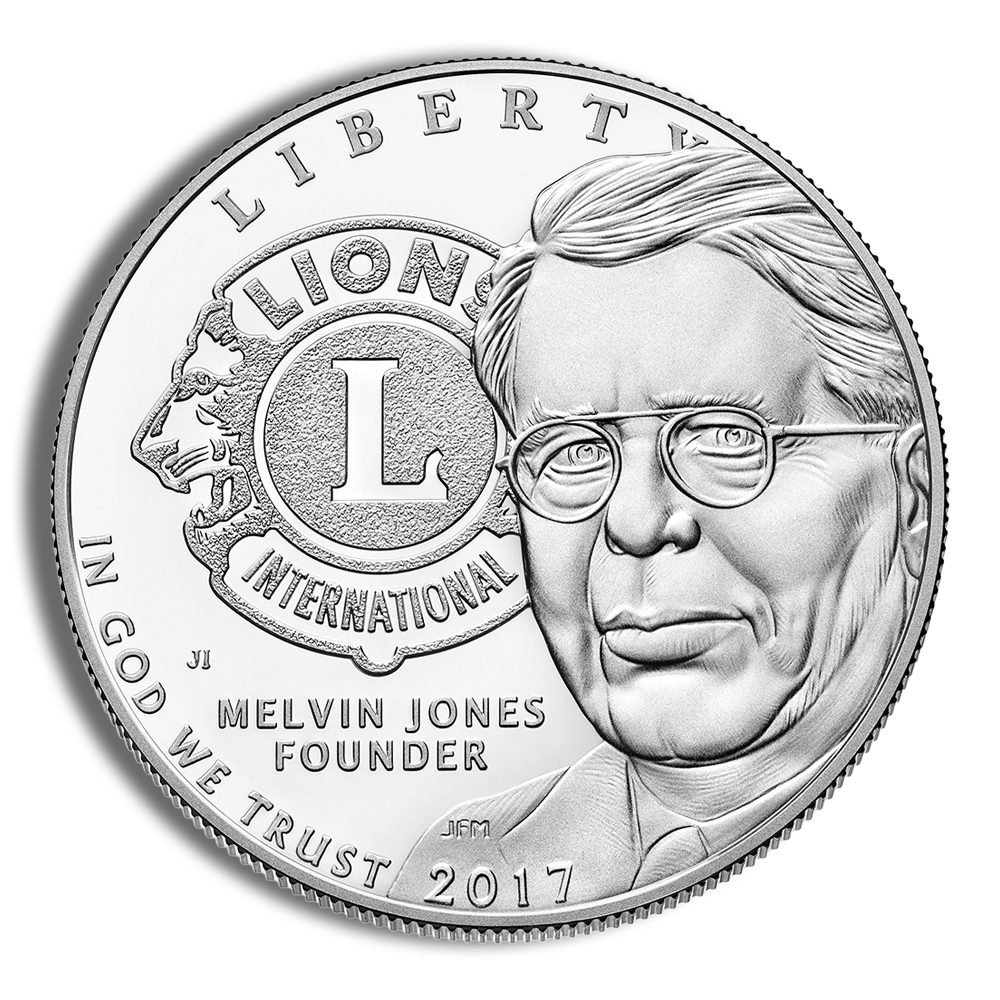 2017-P $1 Lions Club Centennial (Melvin Jones) Silver Commem - Proof
