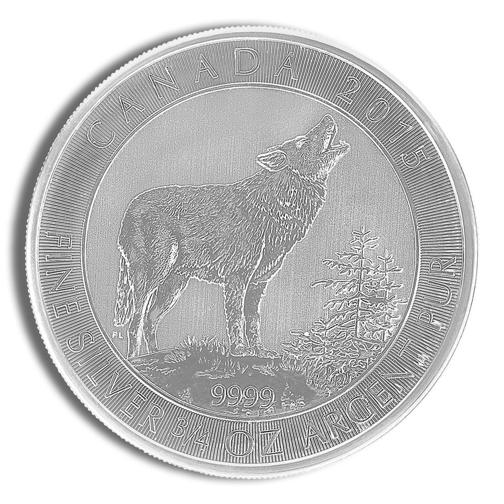 2015 3/4 oz Canadian Grey Wolf Silver Coin