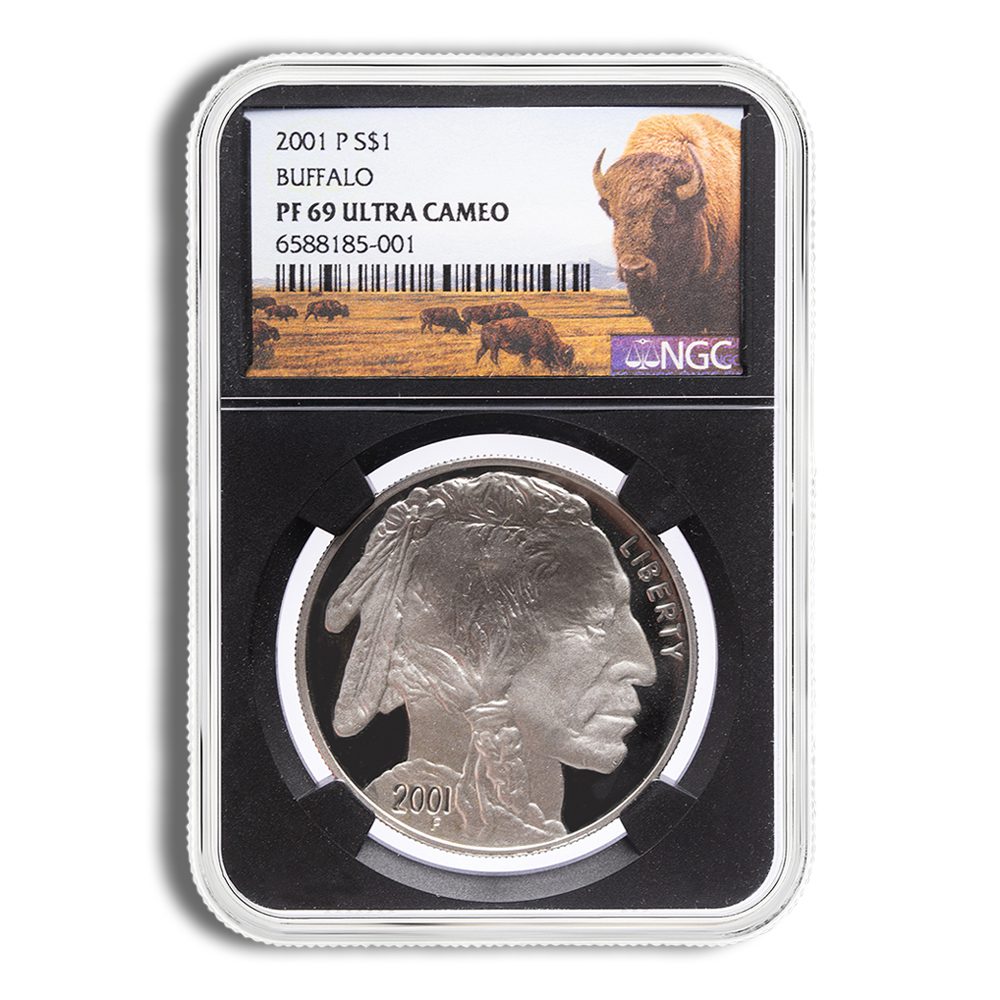 2001-P $1 Silver Buffalo Commem - NGC PF69 (Black Core)