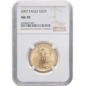 2007 1/2 oz Gold Eagle $25 NGC MS70