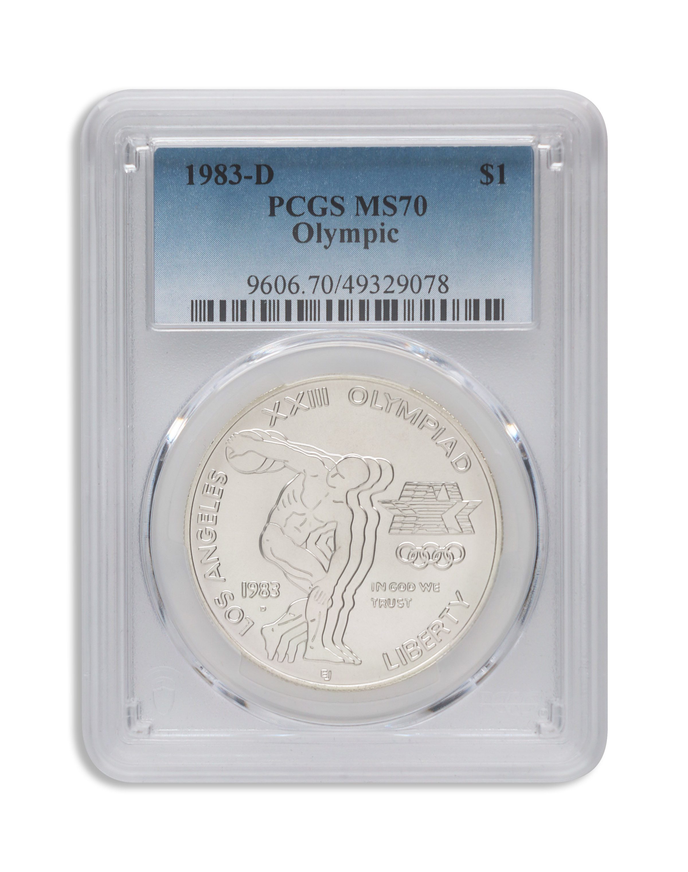 1983-D $1LA Olympic Silver Commem - PCGS MS70