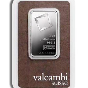 1 oz Palladium Bar - Valcambi (Carded)
