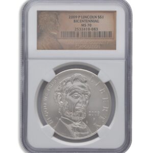 2009-P $1 Abraham Lincoln Silver Commem - NGC MS70
