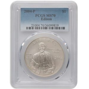 2004-P $1 Thomas A. Edison Silver Commem - PCGS MS70