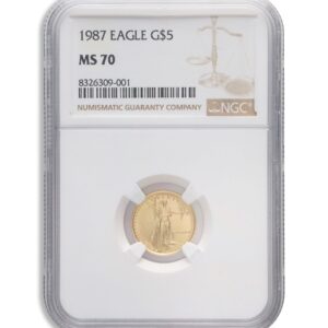 1987 1/10 oz Gold Eagle $5 NGC MS70
