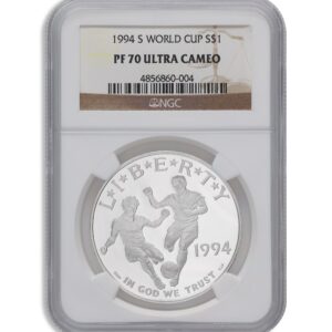 1994-S $1 World Cup Silver Commem - NGC PF70
