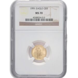 1991 1/10 oz Gold Eagle $5 NGC MS70
