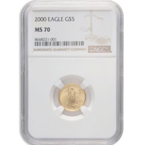 2000 1/10 oz Gold Eagle $5 NGC MS70