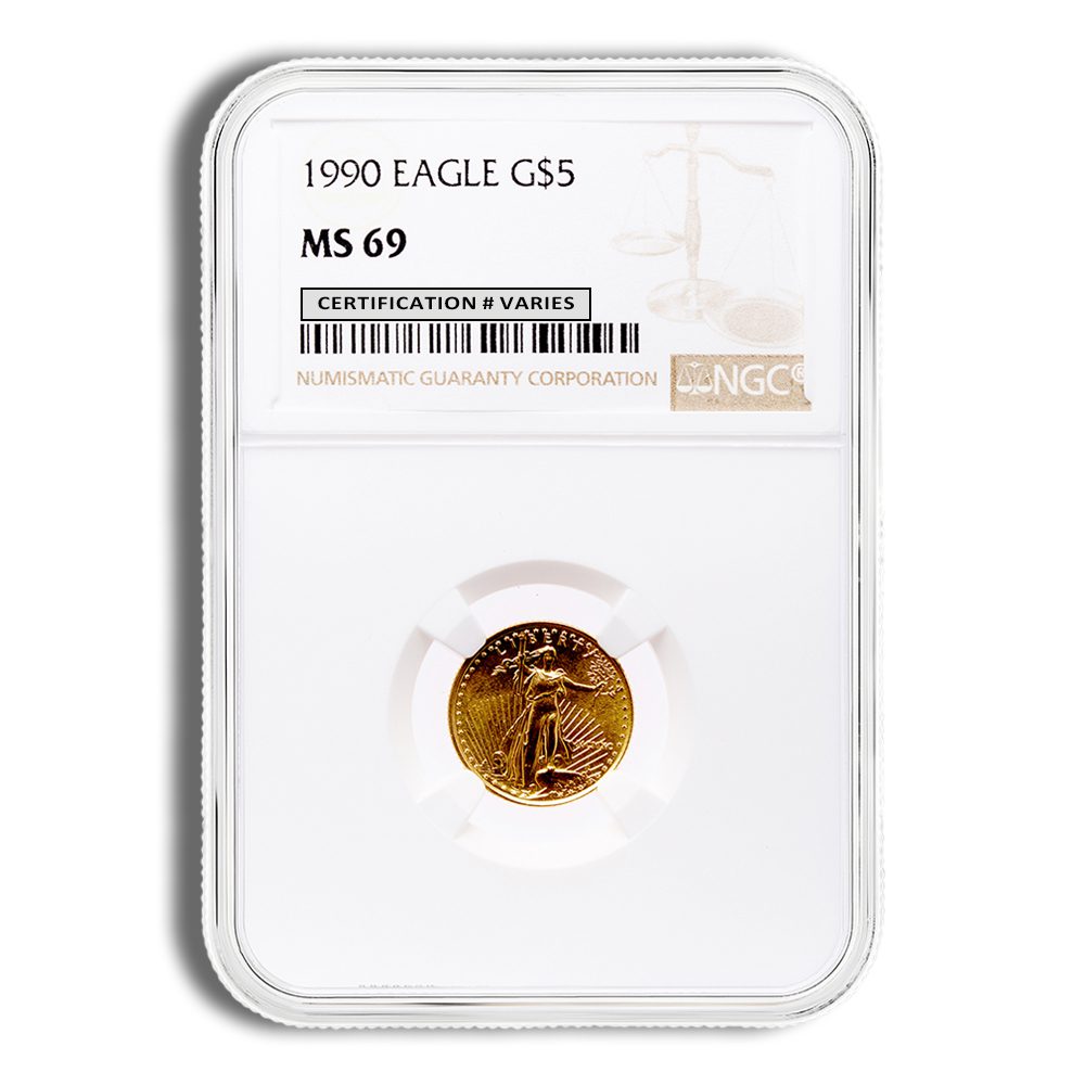 1990 1/10 oz Gold Eagle $5 NGC MS69
