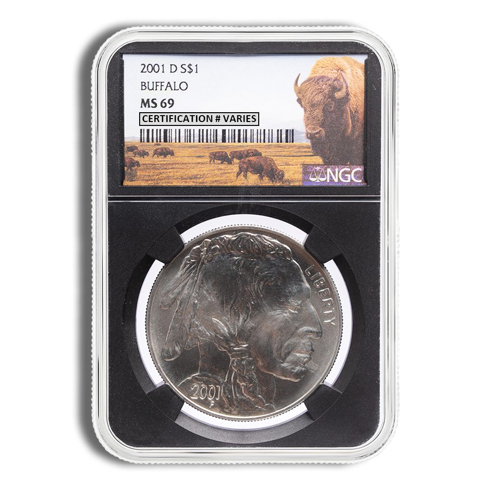2001-D $1 Silver Buffalo Commem - NGC MS69 (Black Core)