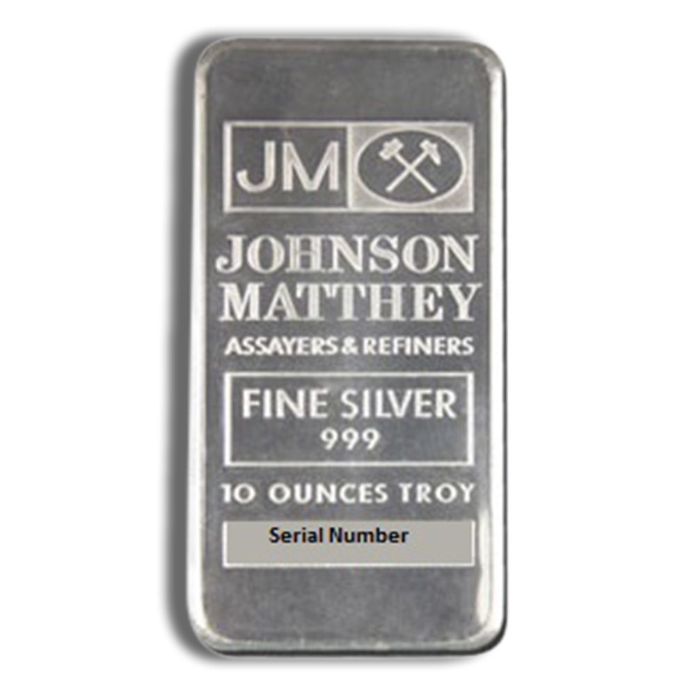 10 oz Silver Bar - Johnson Matthey - JM
