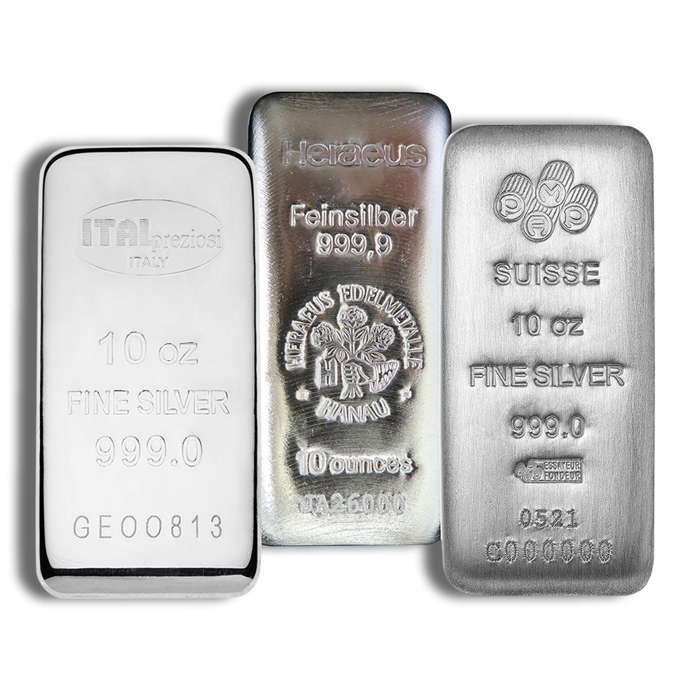 10 oz Silver Bar - Brand Varies (IRA Eligible)
