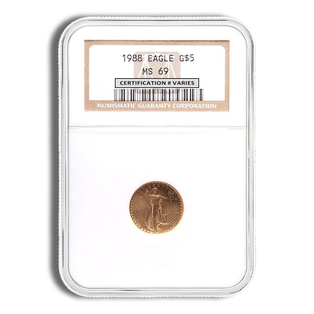 1988 1/10 oz Gold Eagle $5 NGC MS69