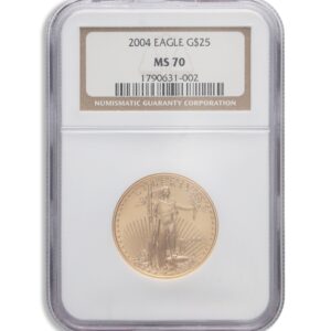 2004 1/2 oz Gold Eagle $25 NGC MS70