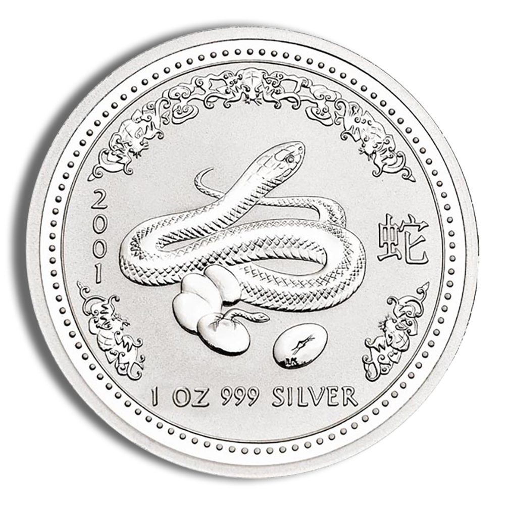 2001 1 oz Australia Silver Lunar Snake - BU - Series I