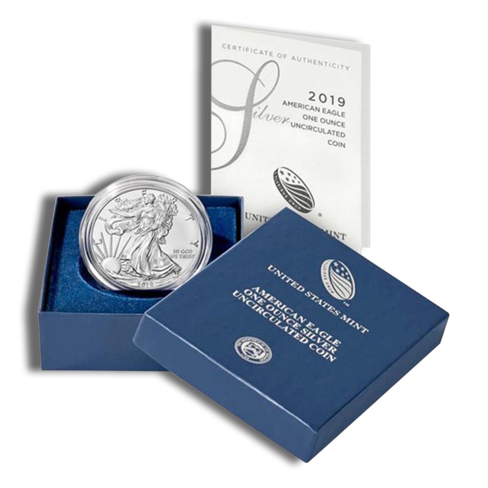 2019-W Burnished Silver Eagle with Box & COA
