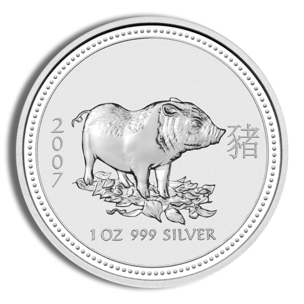 2007 1 oz Australia Silver Lunar Pig BU - Series I