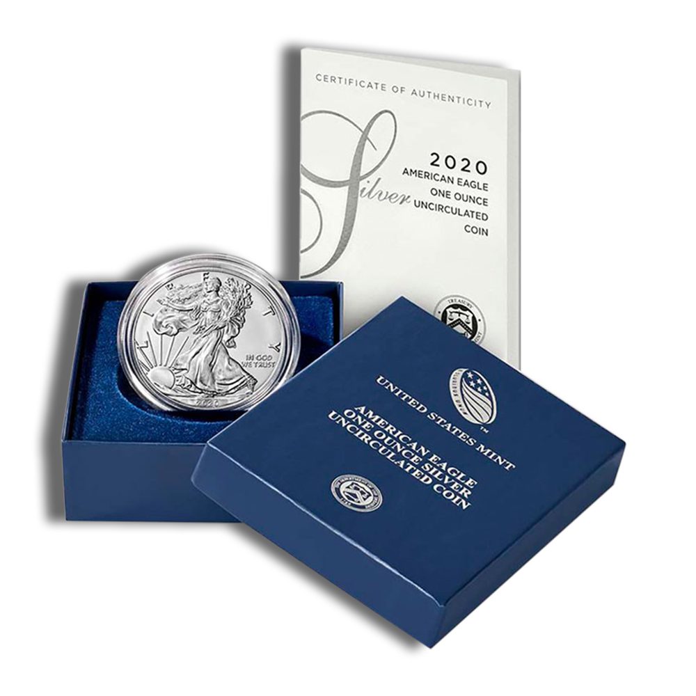 2020-W Burnished Silver Eagle with Box & COA