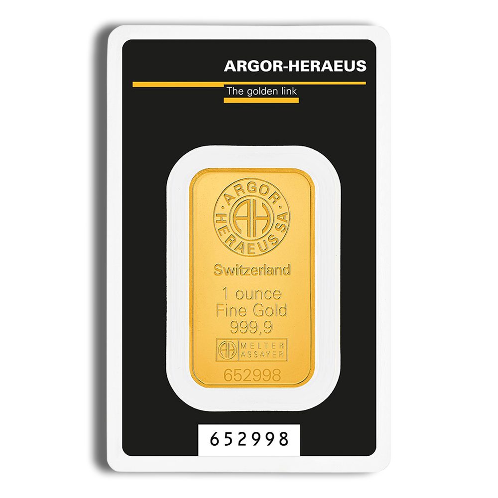 1 oz Gold Bar - Argor-Heraeus Kinebar (Carded)