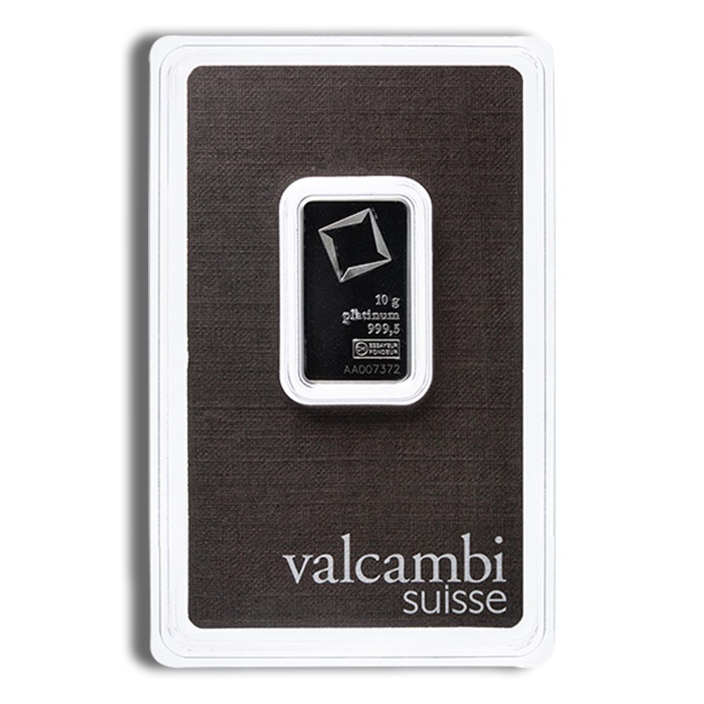 1 oz Platinum Bar - Valcambi (Carded)