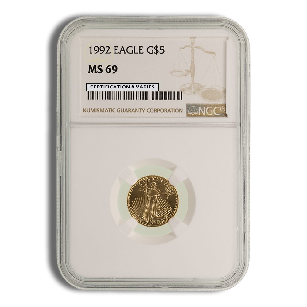 1990 1/10 oz Gold Eagle $5 PCGS MS69