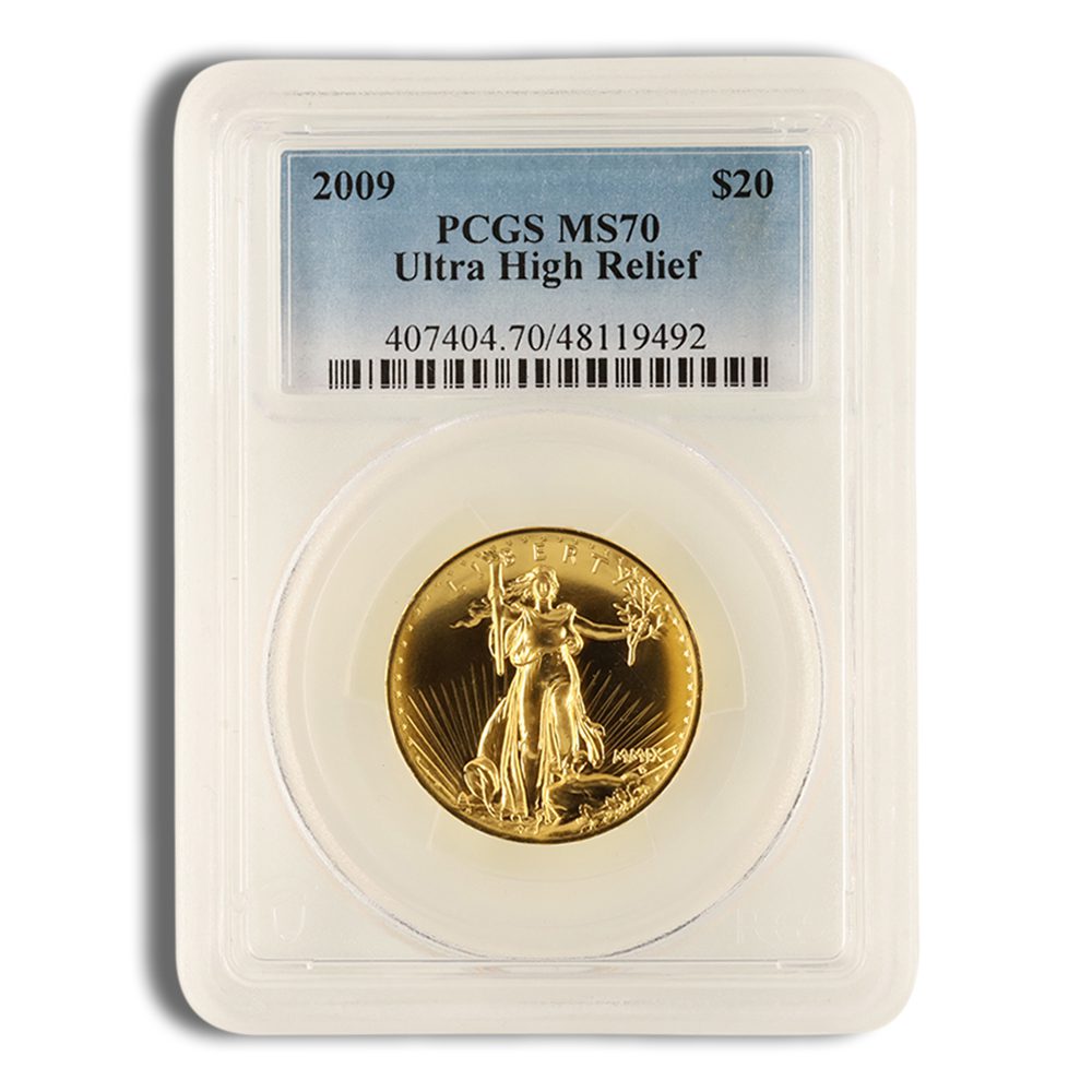 2009 Ultra High Relief Double Eagle Gold Coin PCGS MS70 PL