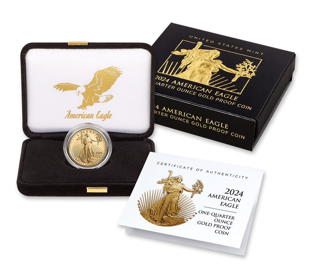 1990-P 1/4 oz Proof Gold Eagle $10 - Box & COA