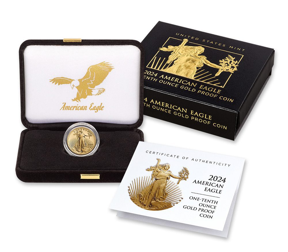 1991-P 1/10 oz Proof Gold Eagle $5 - Box & COA