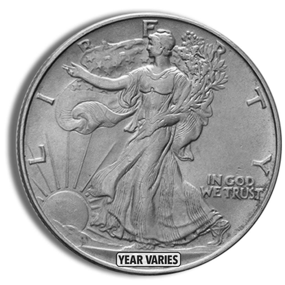 $1 FV 90% Silver Walking Liberty Half Dollars - XF/AU