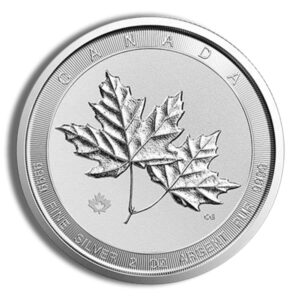 Canadian silver coin with a detailed maple leaf design and CANADA inscription around the rim.