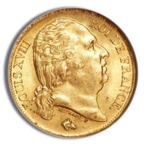 Gold French coins featuring a left-facing bust of Louis XVI with the inscription 'LOUIS XVI ROI DE FRANCE' around the edge.