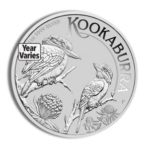 Silver Koala coin featuring two koalas perched on branches; 'Koala' on rim and 'Year Varies' stamp indicates changing year/issue.