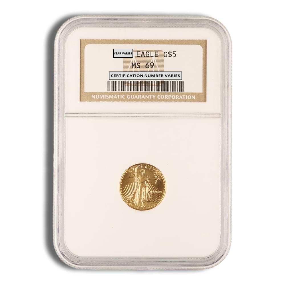 1989 1/10 oz Gold Eagle $5 NGC MS69