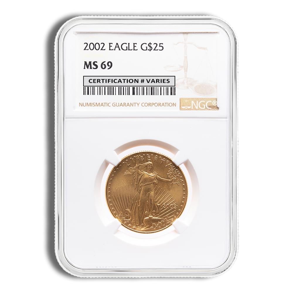 2002 1/2 oz Gold Eagle $25 NGC MS69