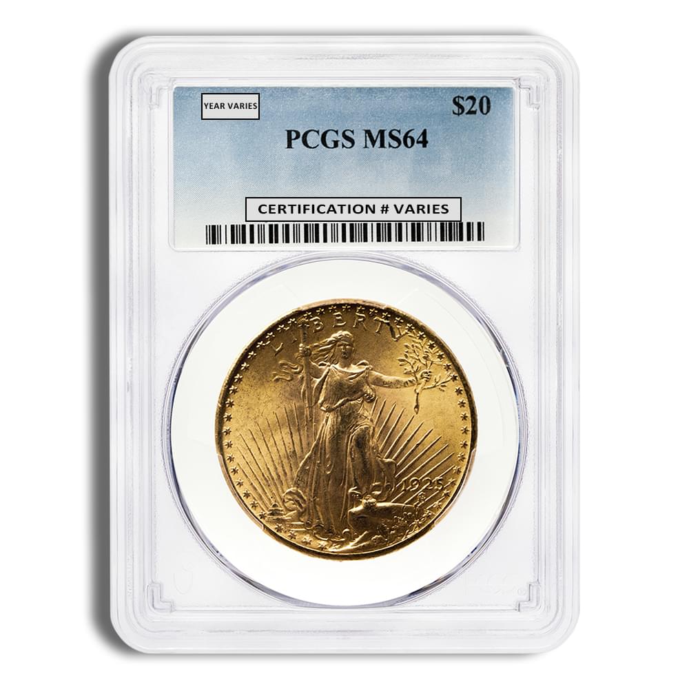 $20 Gold Saint-Gaudens Double Eagle - PCGS MS64