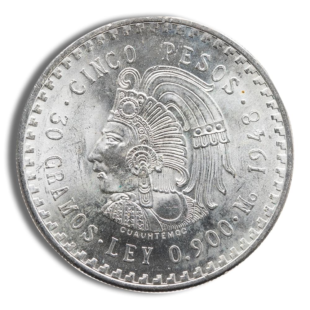 Mexico Silver 5 Pesos Cuauhtemoc (1947-1948)